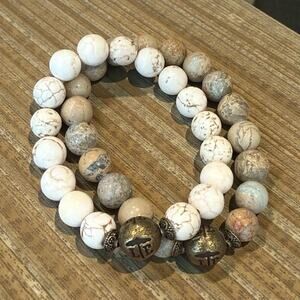 Lot Of 2 Lenny & Eva Natural Polished Stone Beaded Stretch Bracelets